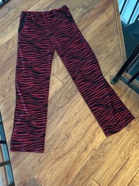Sonia Rykiel Paris Red Black Striped 100% Cotton Low-rise Sweatpants Size Med